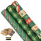 3 Rollen Geschenkpapier aus Kraftpapier, 43 cm x 6 m Weihnachtsgeschenkpapierrolle mit Anhängern und Band, geeignet für Weihnachts-, Geburtstags-, Party- und Festgeschenkdekorationen