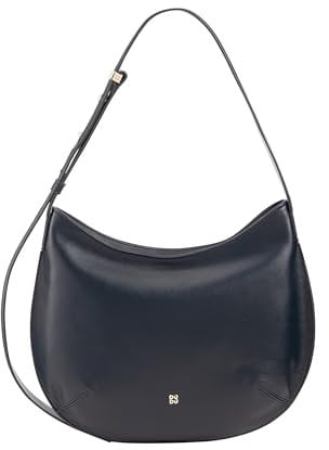 DUDU Mittlere weiche Umhängetasche für Frauen aus echtem Leder, Hobo Bag mit verstellbarem Schulterriemen, Umhängetasche mit Reißverschluss Navy