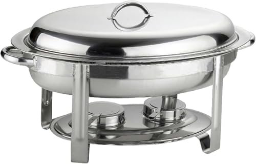 AFLEPCBRQ Edelstahl-Chafing-Dish-Buffet-Wärmer-Set, 6 Quart ovales Chafer-Buffet-Herd-Tablett mit Lebensmittelpfanne, Wasserpfanne, Rahmen, Deckel und Brennstoffhalter für Catering-Bankette, Gold