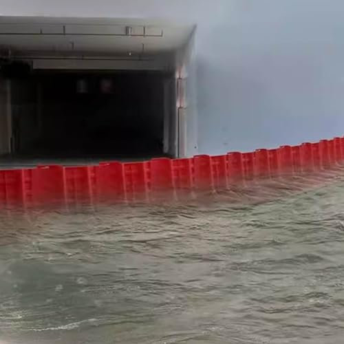 WTLONBF Hochwasserschutzbarriere, Hochwasserbarriere ABS-Kunststoff Garage Lager Brandschutz Abnehmbare L-förmige wasserdichte Wände (Color : Rojo, Size : 6pcs)