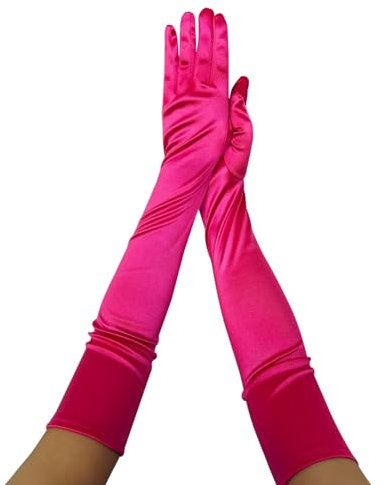 krautwear Damen Satin Handschuhe Abendhandschuhe (52 cm) in vielen Farben (1, Pink, One Size)