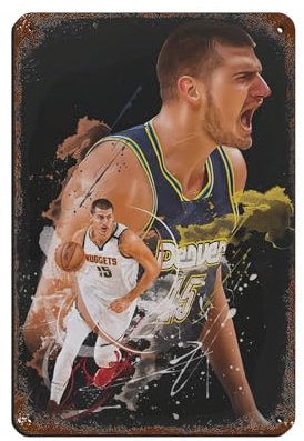HRJHE Nikola Jokic-Poster, Basketball-Poster, 24 Blechschild, Vintage, Metall, Pub, Club, Café, Bar, Zuhause, Wandkunst, Dekoration, Poster, Retro, 20 x 30 cm