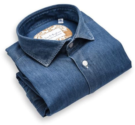 DANILO BUGLIONE Camicia Jeans Casual Camicie da Uomo Custom Fit, Camicia in Denim, Camicie Uomo Artigianale - Sartoria Napoletana