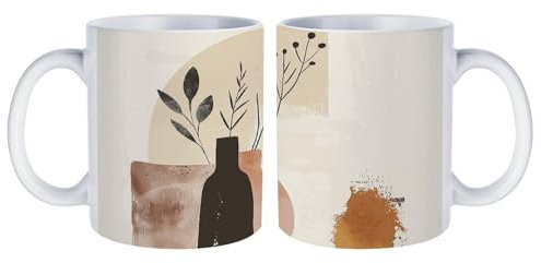 LDTVSFZQ Beige und Braun Keramiktasse, Suppentassen mit Griffen, mikrowellengeeignet, zum Dekorieren, große glänzende Keramik-Kaffeetasse, weiße Teetasse für Büro und Zuhause