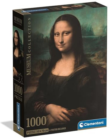 Clementoni - Puzzle 1000 Pezzi Arte per Adulti e Ragazzi, Museum Collection, Tema Gioconda di Leonardo Da Vinci, con Poster Incluso, Compact Box, Idea Regalo Made in Italy, 50x70 cm, 37094