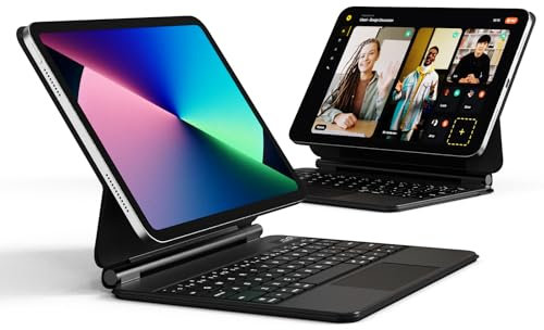 KVTVOU Magic Keyboard for iPad 11th Generation A16 2025 / iPad 10th Generation 2022 10.9 Inch, Floating Cantilever Stand, Springy Backlit Keys, Multi-Touch Trackpad Keyboard Case, Regal Black