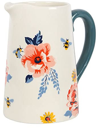 Tech Island Flower Vase, Ceramic Flower Jug, Pitcher Vases for Flower, Garden Ornaments, for Real, Artificial Flower, for Mother's Day, Birthdays Room décor (Bee Floral)