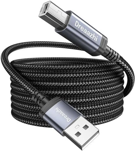 Extra lange USB 2.0 Drucker Kabel 3M, USB Typ A anf Typ B Scanner Kabel, kompatibel mit HP, Canon, Dell, Epson, Lexmark, Audio Interface, Midi Keyboard und mehr