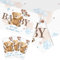 SANYUANHE 81 Pieces Bear Party Tableware Set, Bear Theme Plush Bear Birthday Party, Includes 20 Paper Plates, 20 Cups, 20 Napkins, 20 Napkins, 1 Tablecloth 20 Balloons
