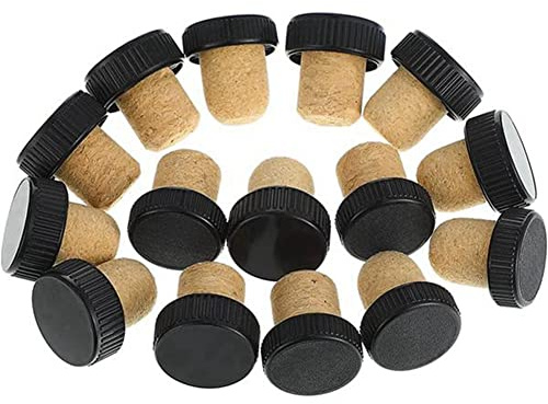 Bortivier 50Pcs Cork Plugs Cork Stoppers Tasting Corks T-Shape Wine Corks with Plastic Top Wooden Wine Bottle Stopper Bottle Plugs