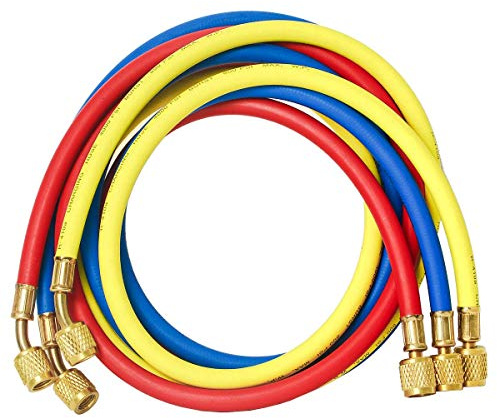 Elitech HVAC Tubo di riempimento con refrigerante per R134a R12 R2 R502, tubo di riempimento AC fluoruro adattatore 1/4 SAE per auto climatizzatore tubo di ricarica (3 colori)