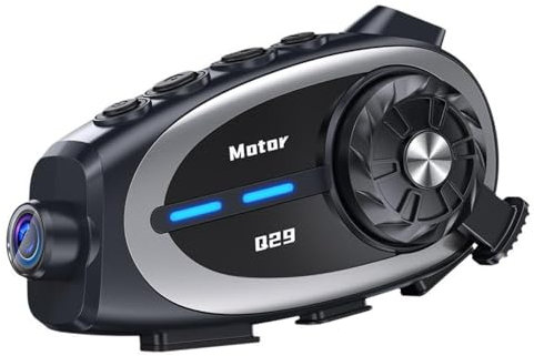 Q29 Intercom Bluetooth Headset for Motorcycle Helmet – HD 1080P Camera, 500m Range, Dual JL 5.4 Chip, Waterproof, Noise Cancelling, Music Sharing, Up to 50h Battery for Calls & Music (Q29 Intercom)