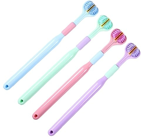 Dreiseitige Zahnbürste, weiches Haar, effektives Wickeldesign, Zahnbürsten, Zubehör, Mundpflege für Erwachsene und Kinder, zufällige Farbe, 4 Stück