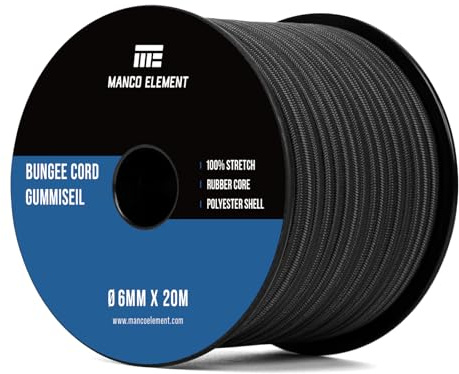 Manco Element Cuerda Elástica 6mm x 20m Cuerda Goma Elastica para Toldos