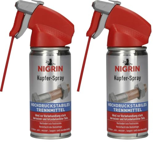 Nigrin Spray cuivre Anti-Rouille résistant à la Haute Pression, résistant à la Chaleur, 100 ML, Rouge (Lot de 2)