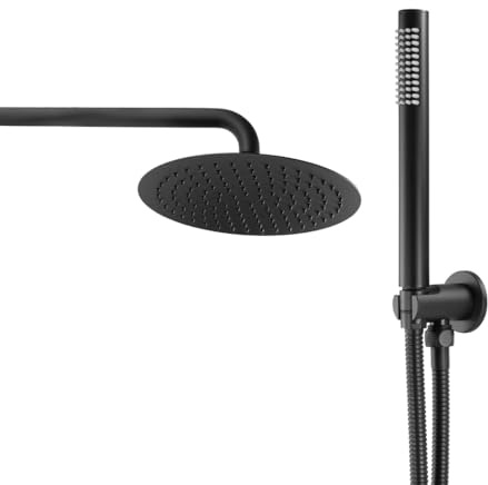 Kit de Ducha Empotrado VITTA Negro | Sistema de Ducha Encastrar | Acero Inoxidable | Diseño Moderno para Baño