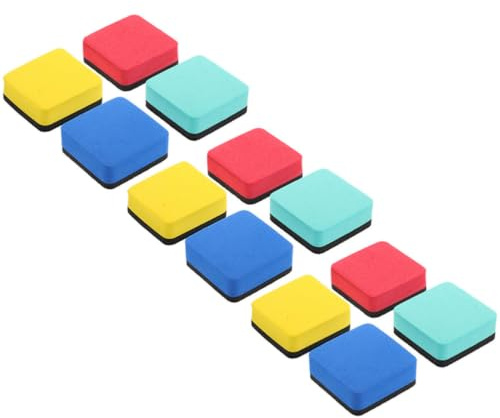 HEALSOPTHY Effaceurs à Sec pour Tableau Blanc 12 Pcs Eva Magnétique, Portable, pour Utilisation à Domicile Bureau