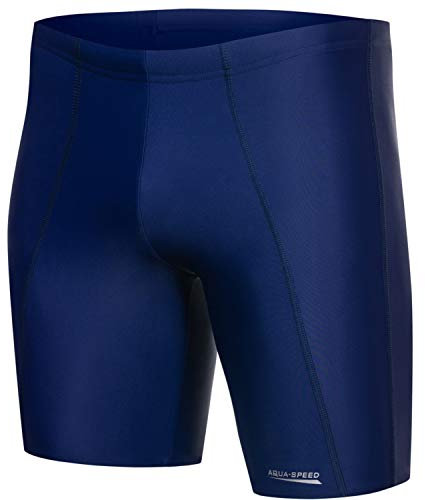 Aqua Speed Badehose eng für Herren Jungen + gratis eBook | Wettkampf knielange Schwimmhosen | Jammer Badepants Wassersport | Long, Gr. M, Night