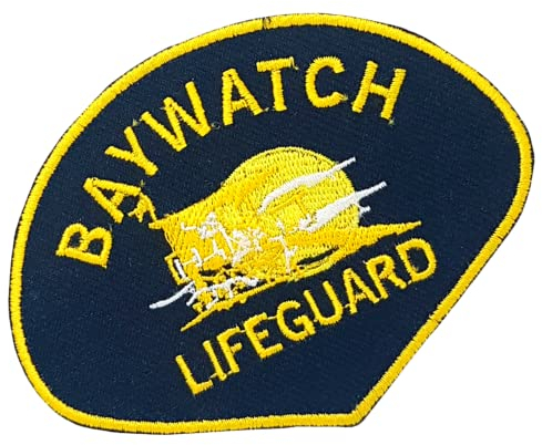 GK Baywatch Rettungsschwimmer Life Guard Aufnäher zum Aufbügeln, Gelb, Rechteckig, 9.5 cm x 8, 1 Stück