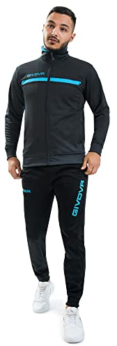 Givova, anzug givova eins full zip, dunkelgrau/türkis, 2XL
