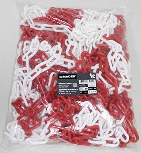 Chaîne en plastique 8 mm x 25 m Rouge et blanc - 65011