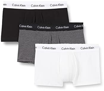 Calvin Klein Low Rise Trunk 3Pk, Boxer a Vita Bassa Uomo, Multicolore (White/B&W Stripe/Black), L