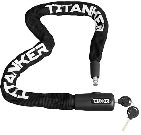 Titanker Bike Chain Lock with Key, 3.3 Feet Heavy Duty Anti-Theft Bike Lock Chain Security Bicycle Chain Locks for Bike, Motorcycle, Bicycle, Door, Gate, Fence, Grill (8mm Thick Chain, Black)