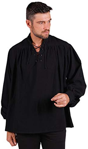 Thetru Herren Kostüm Pirat Hemd Shirt Karneval Fasching schwarz Gr. 3XL