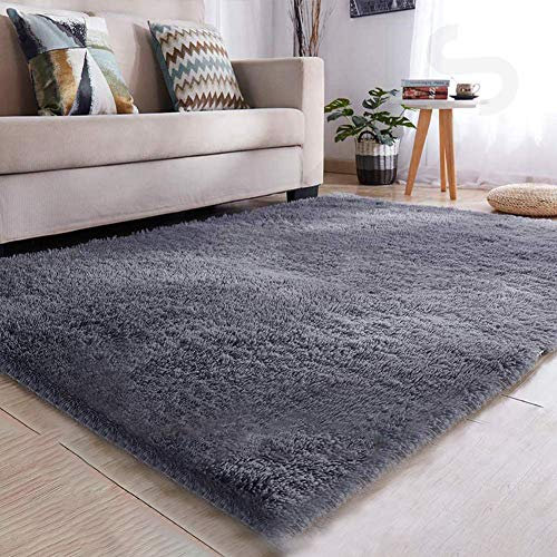 Muutos Nachahmung Wolle Teppich, Schlafzimmer Teppiche, Schaffell Trendig, für Wohnzimmer Esszimmer Gästezimmer, Grau, 90 x 120 cm