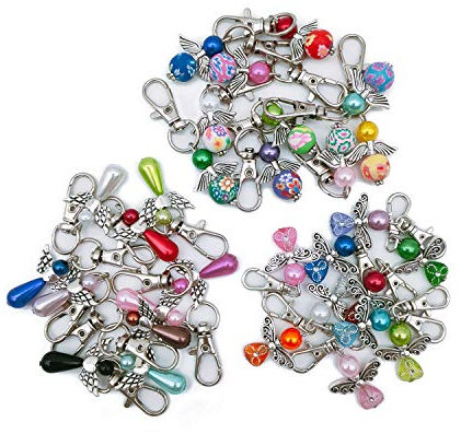 30 Stück Schutzengel Schlüsselanhänger Engel Charme Perlenengel Anhänger für DIY Hochzeit Schmuck Halskette Basteln
