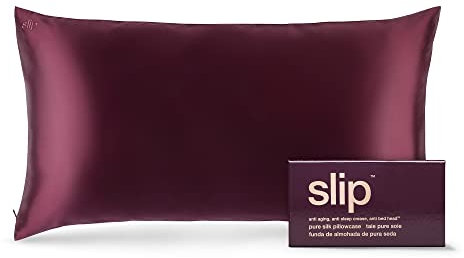 SLIP Silk King Kissenbezug, 100% Reine Maulbeerseide, 22 Momme, atmungsaktiv und hypoallergen, für Gesundheit der Haare und Haut, 50,8 x 91,4 cm, Pflaume