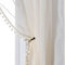 MISS SELECTEX Durchsichtige Vorhänge in Leinenoptik mit Bommeln, Quasten, Voile, halbtransparente Vorhänge für Wohn- und Schlafzimmer, Set mit 2 Vorhängen (106,7 x 274,3 cm, elfenbeinfarben)