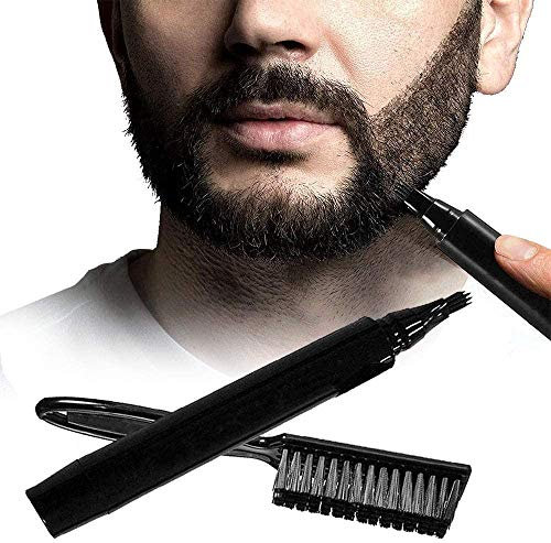 Youning Bartfüller Stift Bleistift Langlebiger Bartstift Bartfüllstift für Männer Hair Engraving Styling Eyebrow Tool Enthalten Langlebige Abdeckung Natürlicher Abgang Bart Schnurrbart (Schwarz)