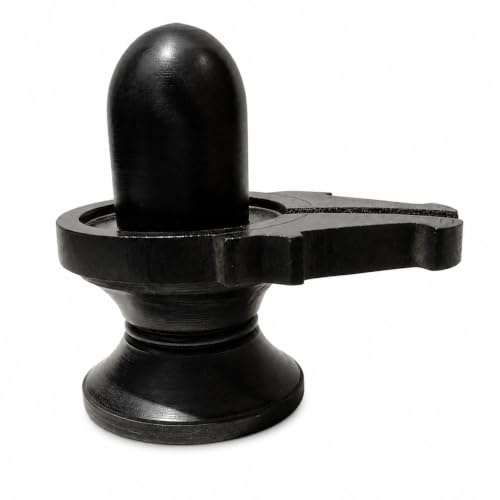 athizay Stone Shivling Statue Made up of Gorara Stone Handcrafted Shiva Lingam Available in Black and Grey in Different Sizes (11.2 cm Black Polish)