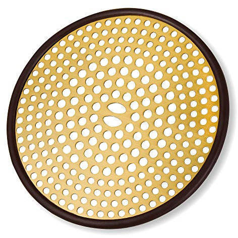 304 Edelstahl Haarfänger Duschablaufabdeckung mit Silikon, Duschkabinen-Abflusssieb, Badewannen-Haarstopper, Badezimmer-Haarfalle Bodenablaufschutz, gebürstetes Gold, Messing, 10,9 cm, rund, flach