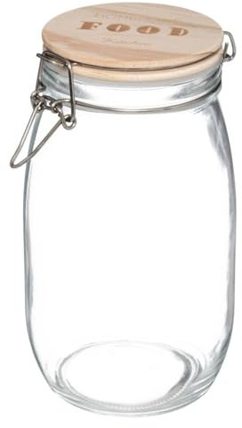 Five - Bocal de Conservation en Verre et Couvercle en Bois 1,5 L