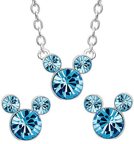 Set aus Halskette und Ohrringen aus Messing für den Geburtsmonat mit Mickey Mouse, Messing, Zirkonia