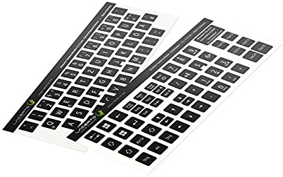 Lacerto® | 12 x 13 mm – Set di adesivi tedeschi per tastiere PC e laptop con tasti aggiuntivi e tastierino numerico | Colore: nero