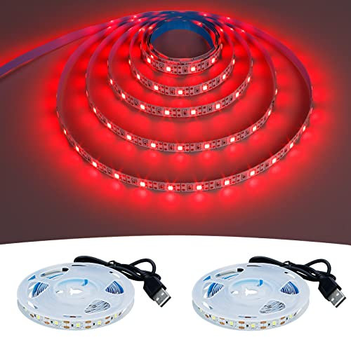 GOMING 5V USB LED Strip Light Red USB Powered 4M (2pcs x 6.6ft) 240LEDs Flexible SMD2835 No-Waterproof IP20 LED Tape Lights