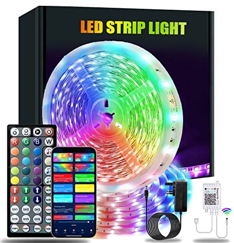 LATKRUU 20m LED Strip Lights with Bluetooth RGB Music Sync, Colour Changing Mood Light for Bedroom, Room & Christmas Decoration