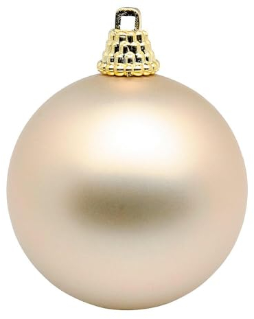 Deco Woerner Matte, Champagner Weihnachtskugeln aus Plastik, 6 cm Ø - 24 Stück