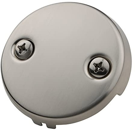 gotonovo Brushed Nickel Two-Hole Universal Bathtub Overflow Face Plate Fit Standard Size Tub Replacement with Matching Brass Screws