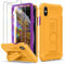 ORETECH Designed for iPhone X Case, and [2 x Tempered Glass Screen Protectors] [Heavy Duty Protection] [Kickstand & Phone Holder] 5 in 1 Full Body Shockproof Protective Cover for iPhone XS - Yellow
