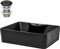 ML-Design Waschbecken aus Keramik in Schwarz matt 49x36,5x14 cm mit Ablaufgarnitur, Abgerundeten Ecken, Aufsatzwaschbecken, Moderne Waschtisch, Waschschale mit Armaturloch, Waschplatz Handwaschbecken