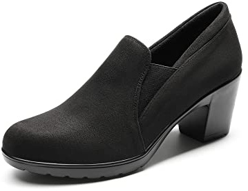 DREAM PAIRS Zapatos Tacón Clásicos Mujer,Ante Negro,38
