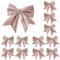 YUNLI 12 Stück Weihnachtsschleifen, Schleifen Weihnachtsbaum Roségold, Glitzer Schleifen Weihnachtsbaumschmuck, Weihnachtsbaum Bogen Schleife, Weihnachten Schleifen für Weihnachtskranz Geschenke Deko