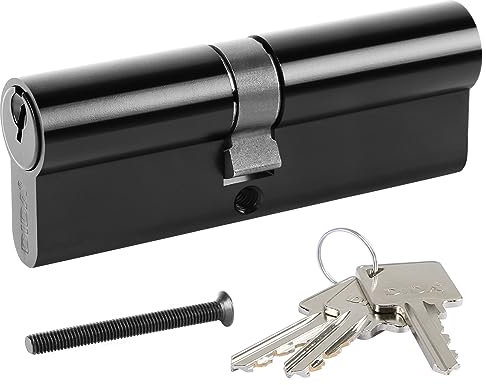 DIDA® 90mm Euro Barrel Lock 40/50 Door Barrel Lock with Key UPVC Door Lock Barrel Profile Lock with 3 Keys Anti-Pick Anti-Bump Anti-Drill Euro Cylinder Lock High Security Black Finish BS EN 1303:2005