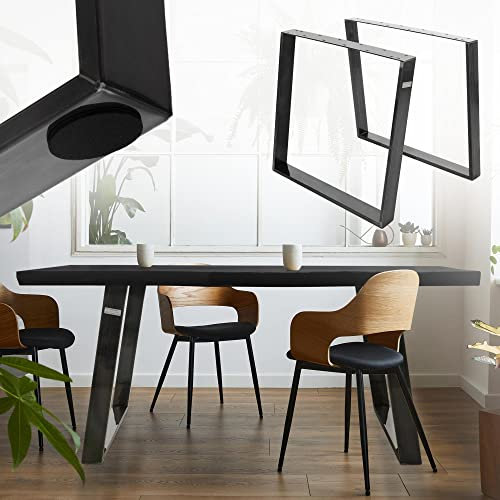 ML-Design 2er Set Tischkufen 80GRAD Neigung, 75x72 cm, Industrial, Profil 8x2 cm, Schräge Tischbeine, Metall Möbelkufen, Tischgestell Stahl geneigt, Esstisch/Schreibtisch Tischuntergestell, Möbelfüße