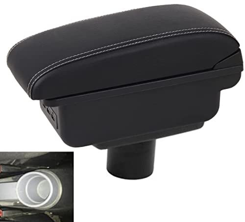 AMPACO Armlehnen Box Auto für Seat Ibiza 6j Ibiza 6L, Universal PU Leder Auto Handlauf Box Pad Auto Armlehnen Mittelkonsolen Kissen Autohalter,C