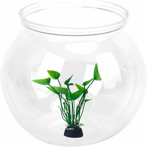 Bocal à Poissons, avec Simulation Water Grass,Ronde Aquariophilie Plastique, pour Fleurs ou Poissons Différentes Tailles,18 cm